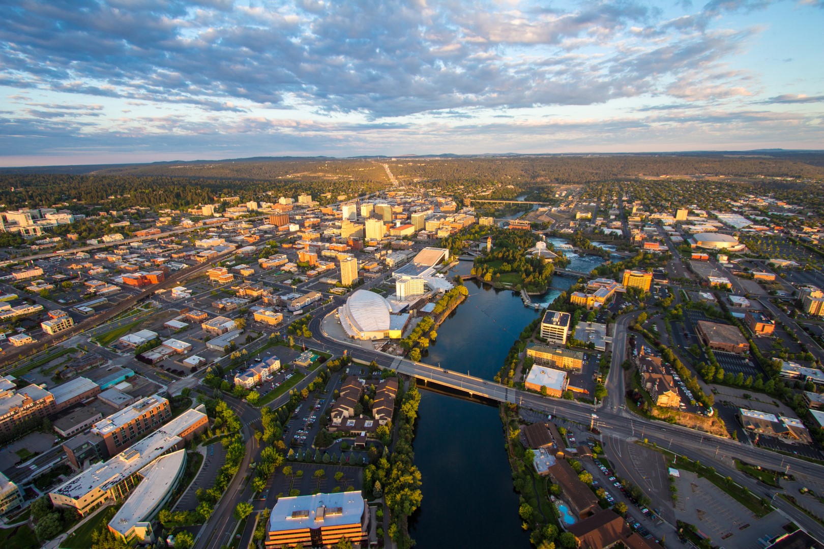 Aerial view of Spokane Washington